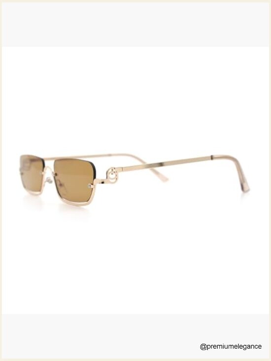 Luxury Half Rim Metal Rectangle Sunglasses UV400 main image 6